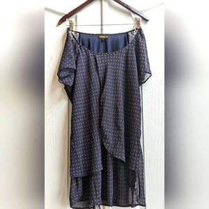 Navy and Gold Polkadot Blouse